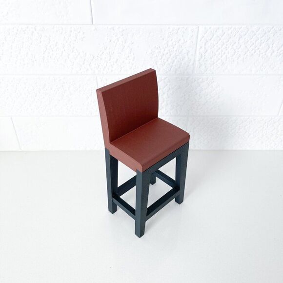 Miniature Barbie Bistro Gray Table 4 Chairs 3D Printed Dollhouse Furniture - Picture 5 of 6